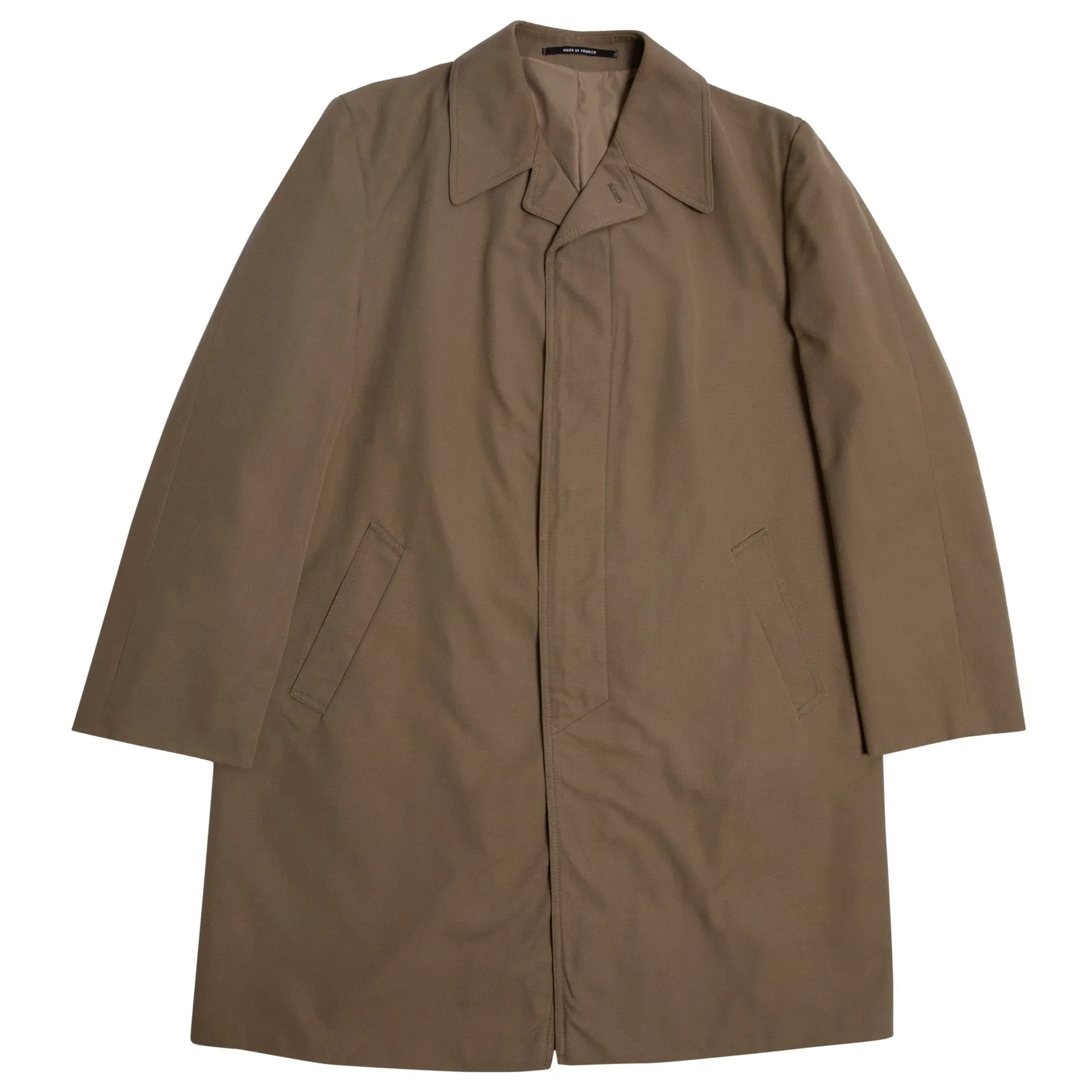 ? (France) Tergal Canvas Weave Revere Collar Balmacaan Coat : XL