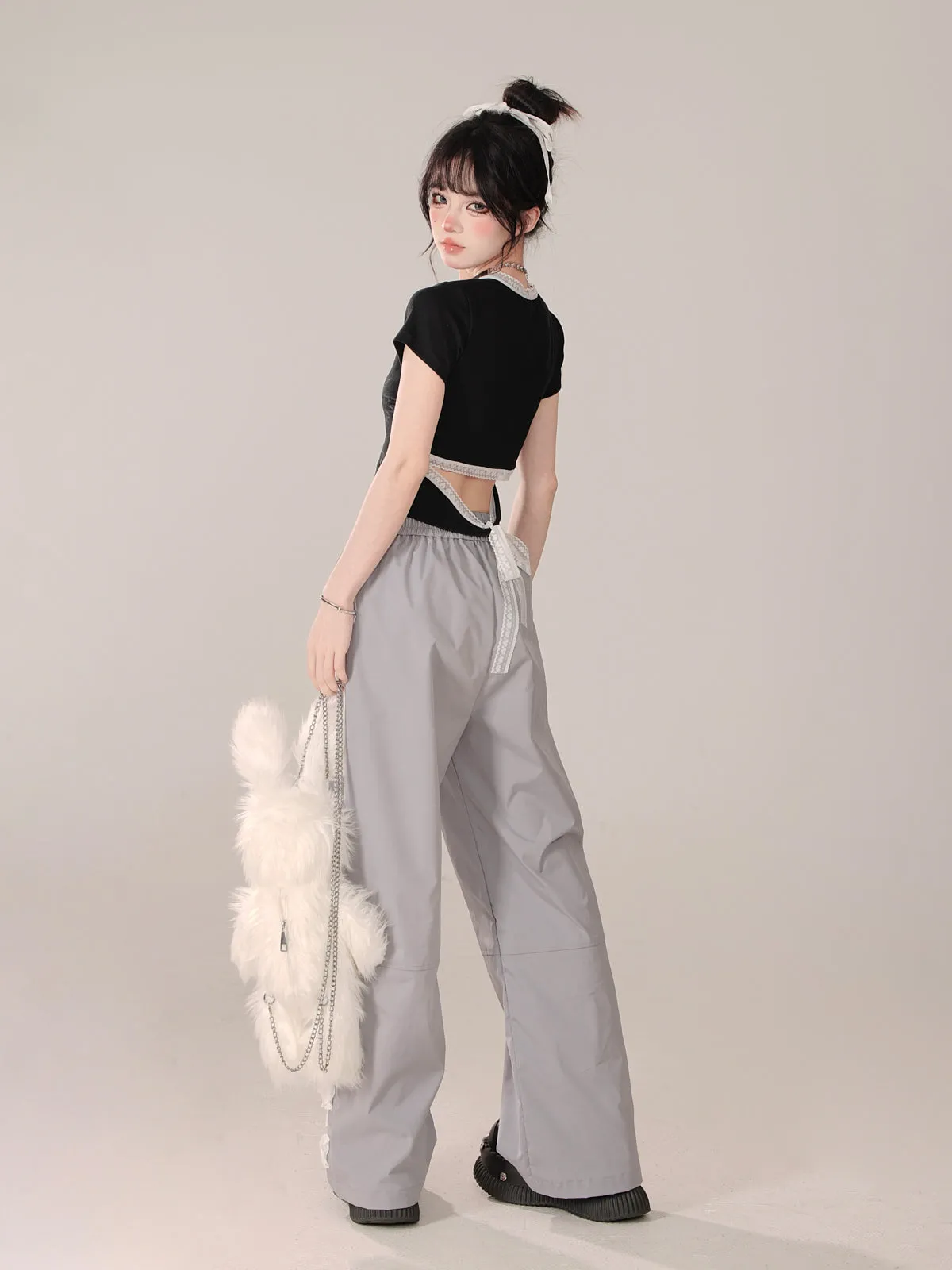 Black Little Short Angel Short Design Tops