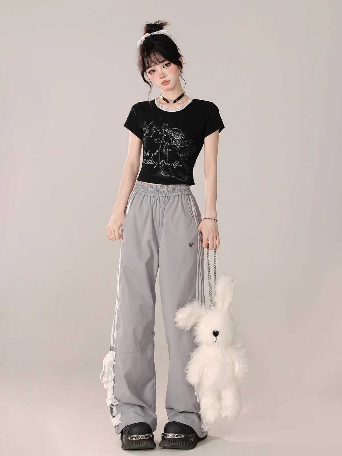 Black Little Short Angel Short Design Tops