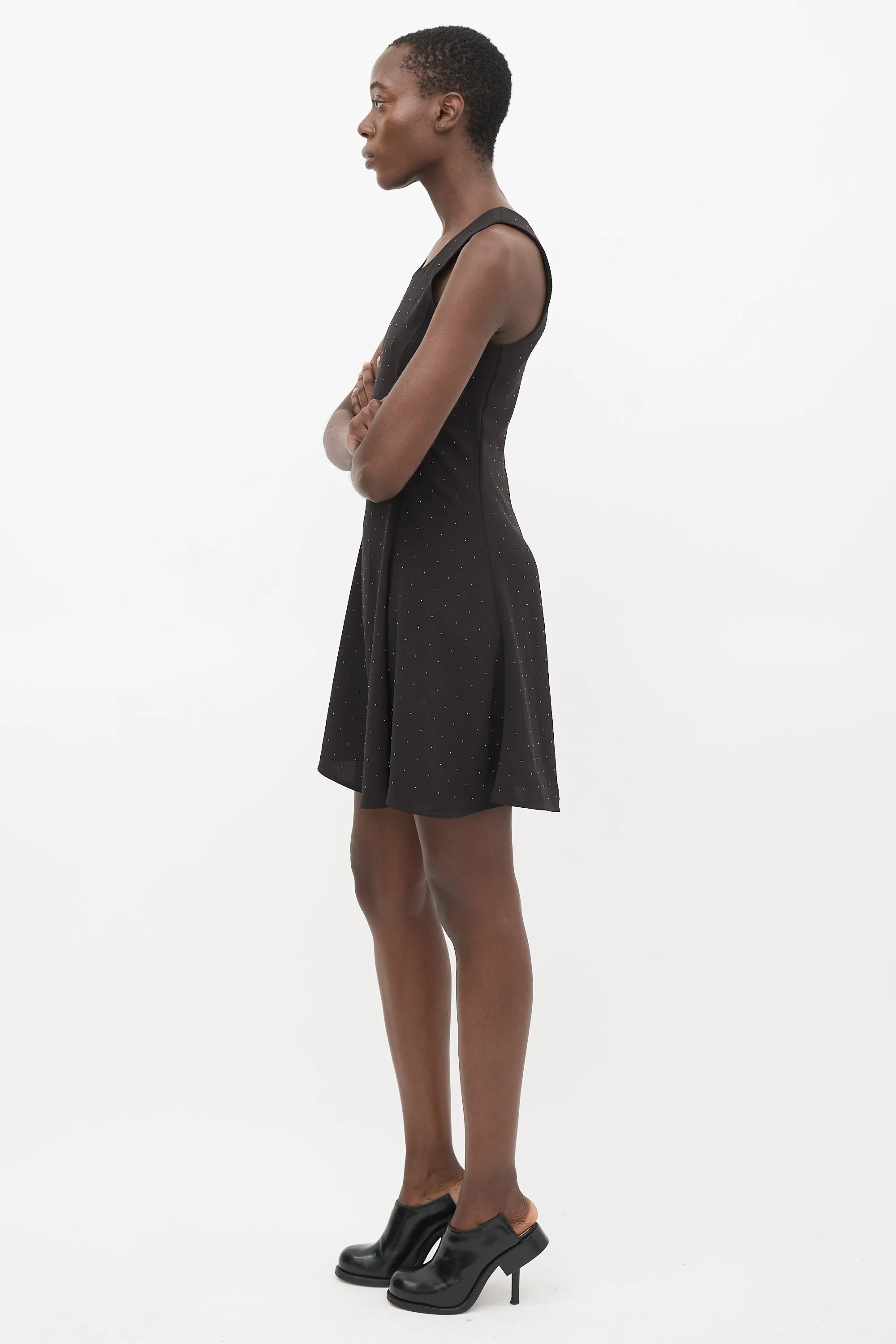 Black Studded Skater Dress