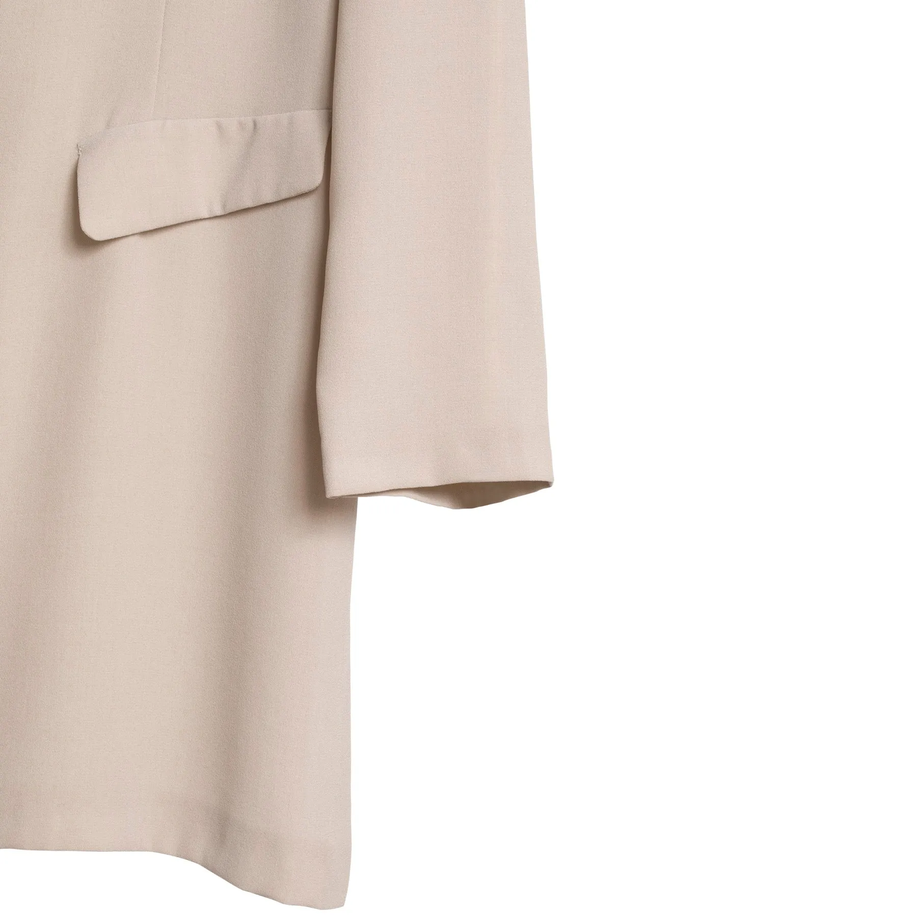 Crêpe Weave Collarless Armseye Swagger Coat
