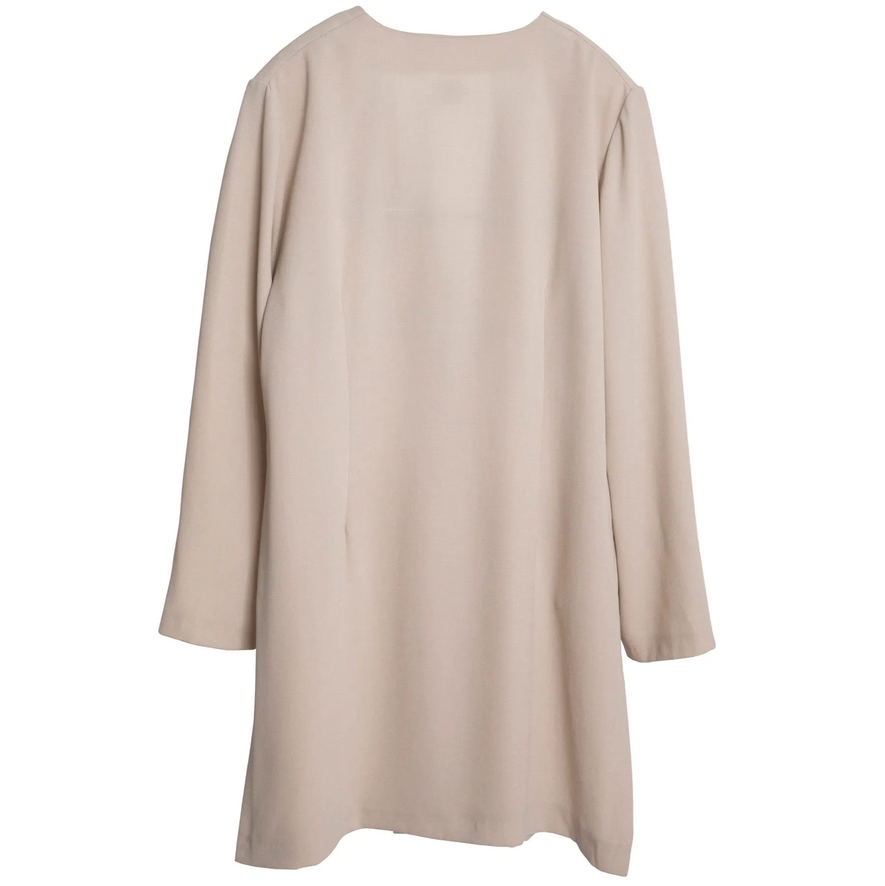 Crêpe Weave Collarless Armseye Swagger Coat