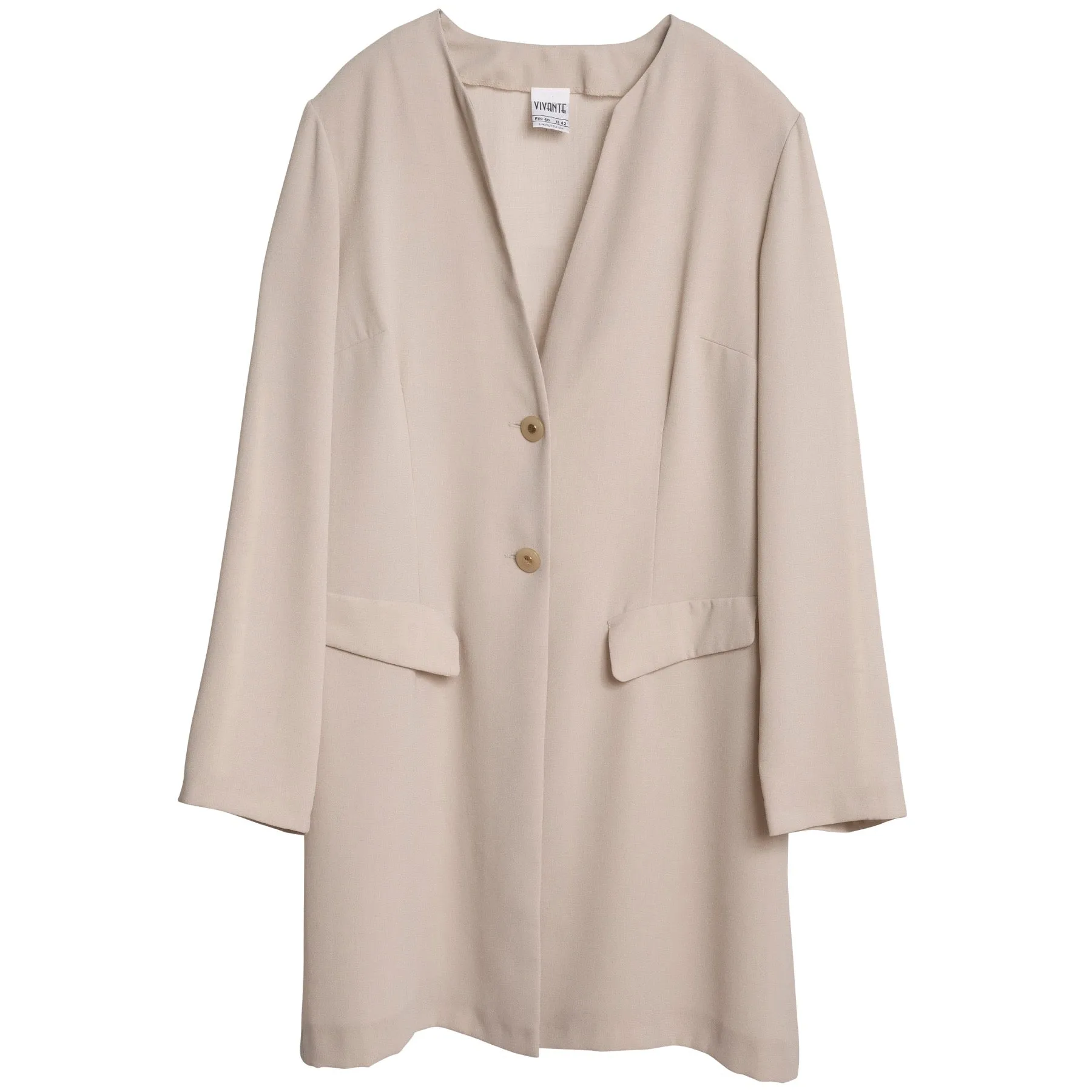 Crêpe Weave Collarless Armseye Swagger Coat