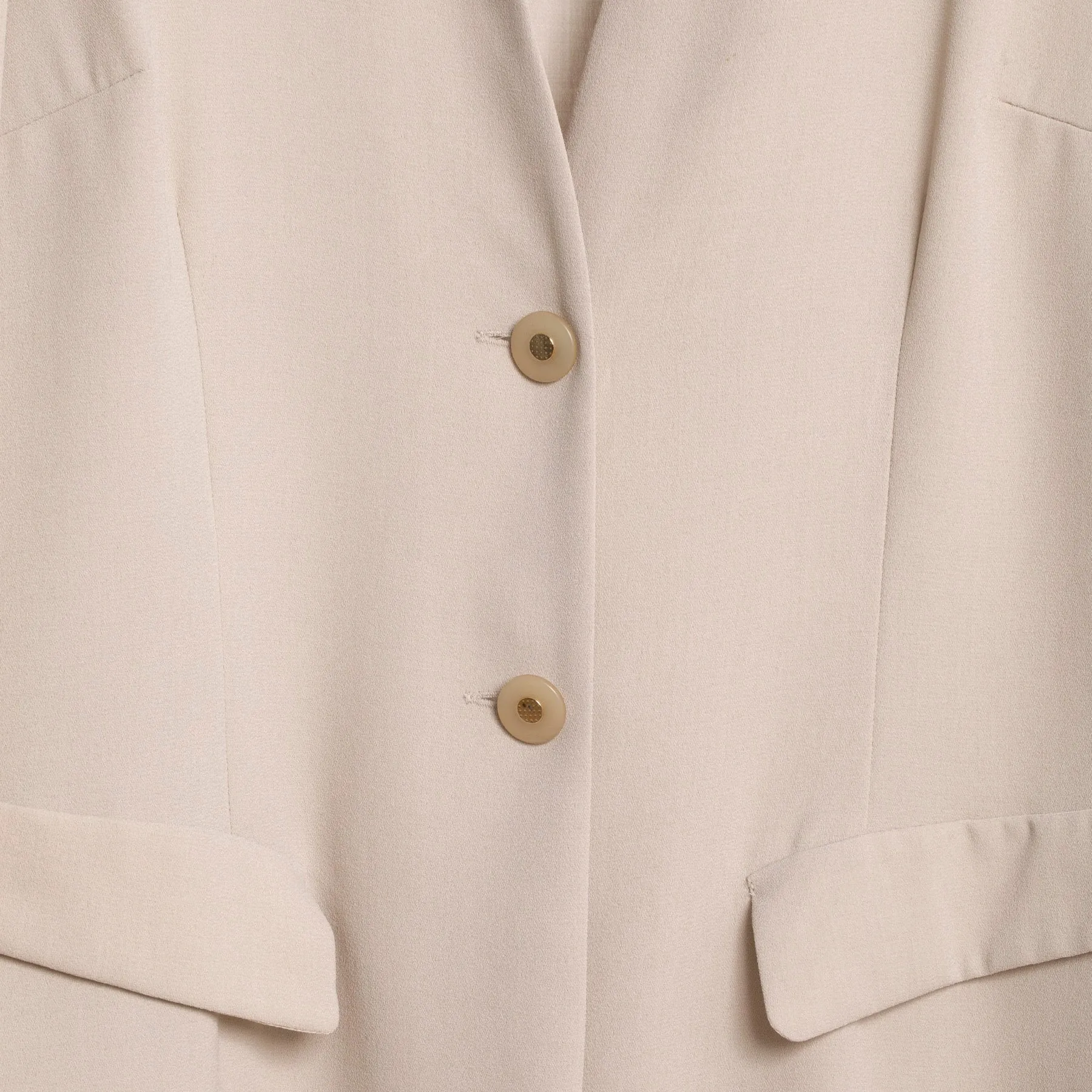 Crêpe Weave Collarless Armseye Swagger Coat