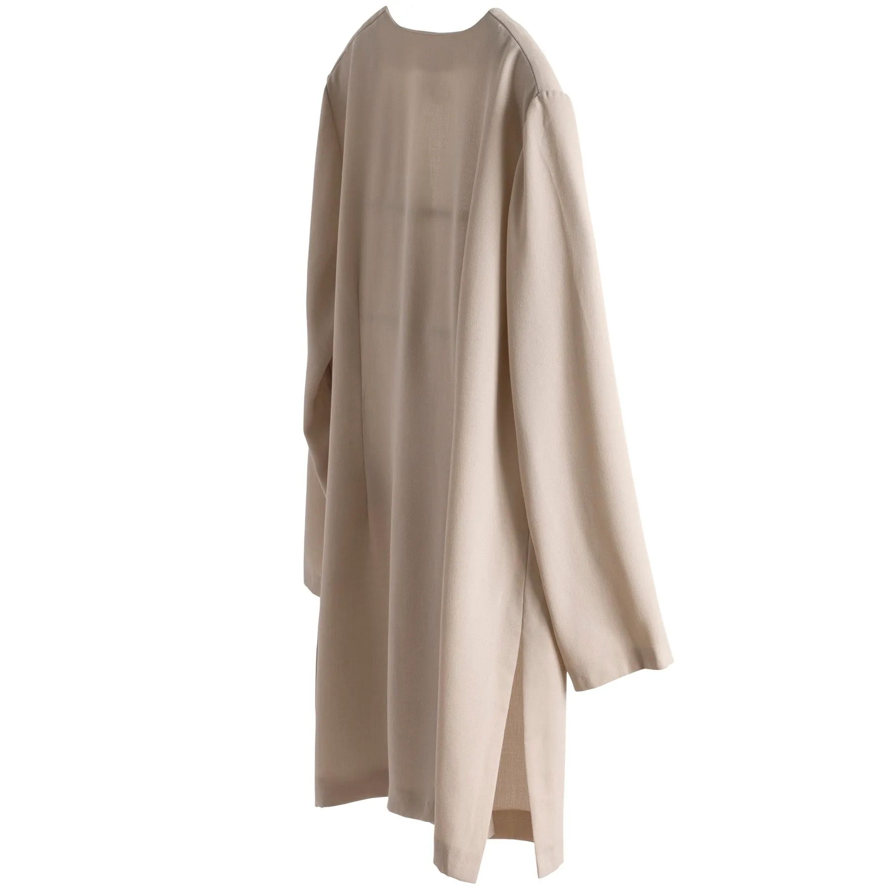 Crêpe Weave Collarless Armseye Swagger Coat
