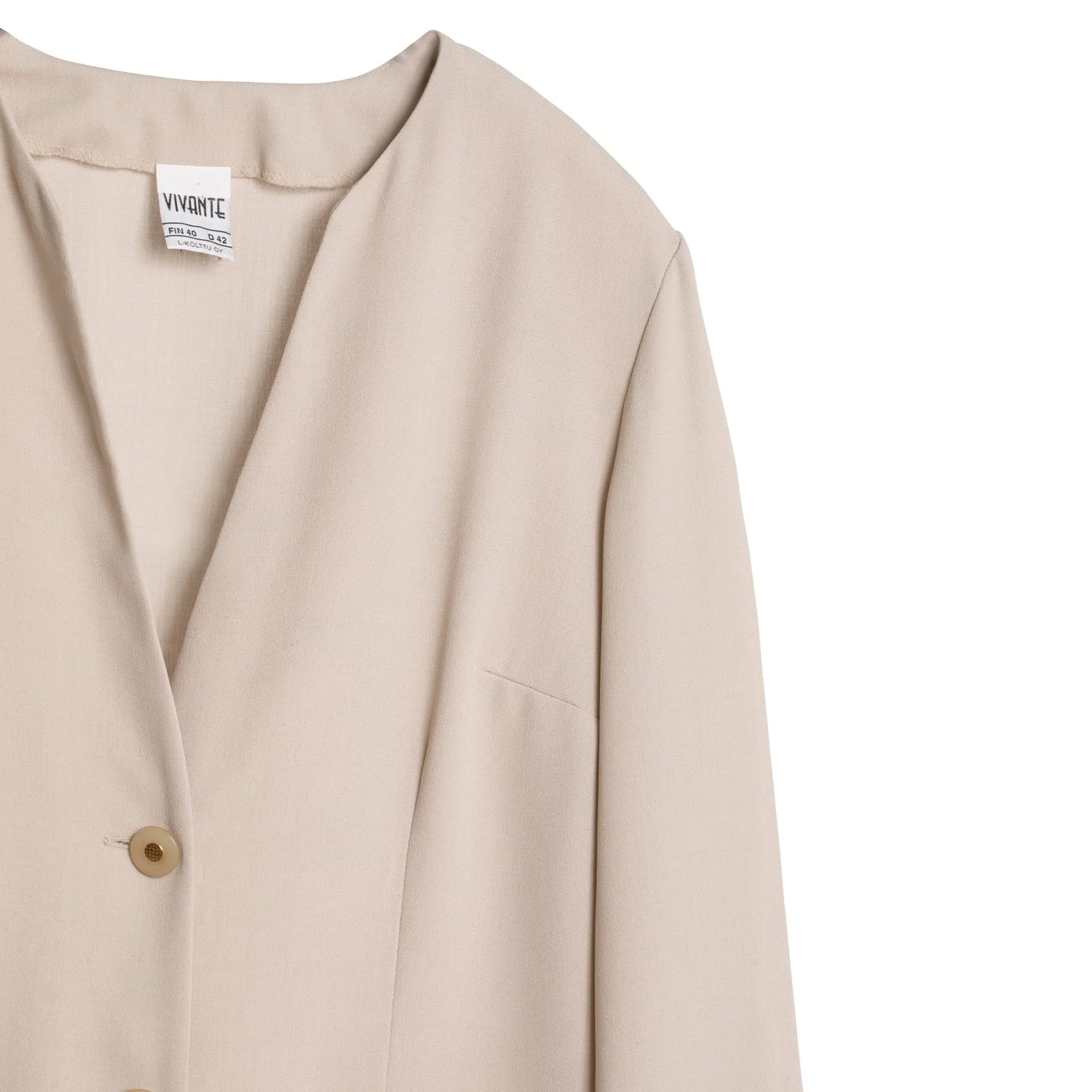 Crêpe Weave Collarless Armseye Swagger Coat