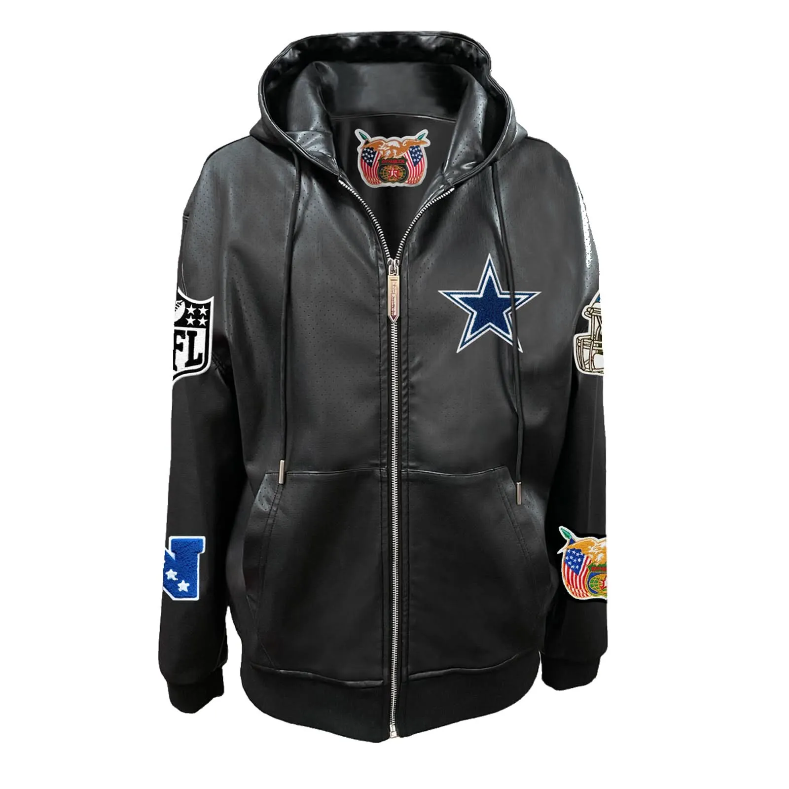 DALLAS COWBOYS LIGHTWEIGHT VEGAN ZIP-UP HOODED JACKET