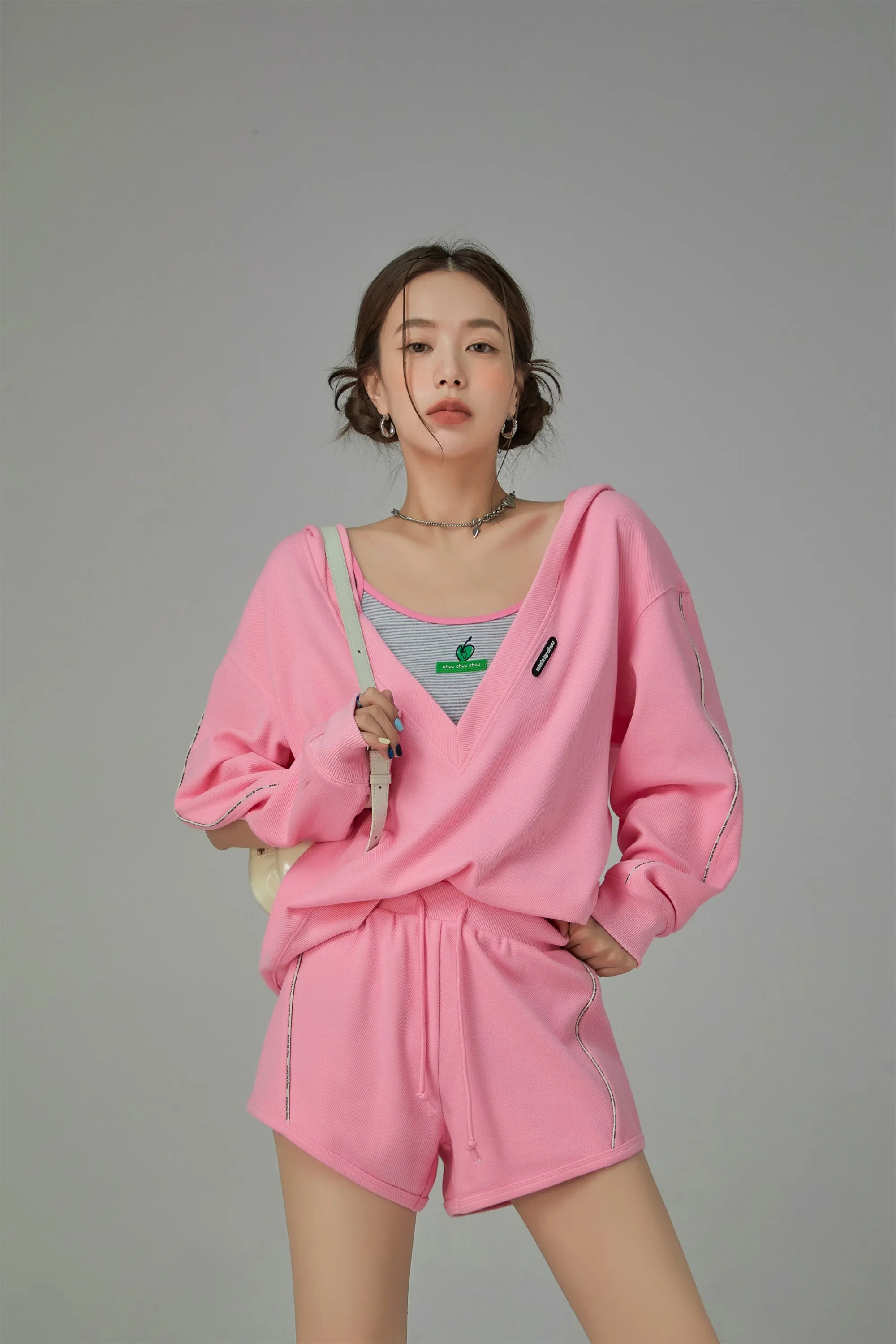 Deep V-Neck Hoodie Sweatshirt
