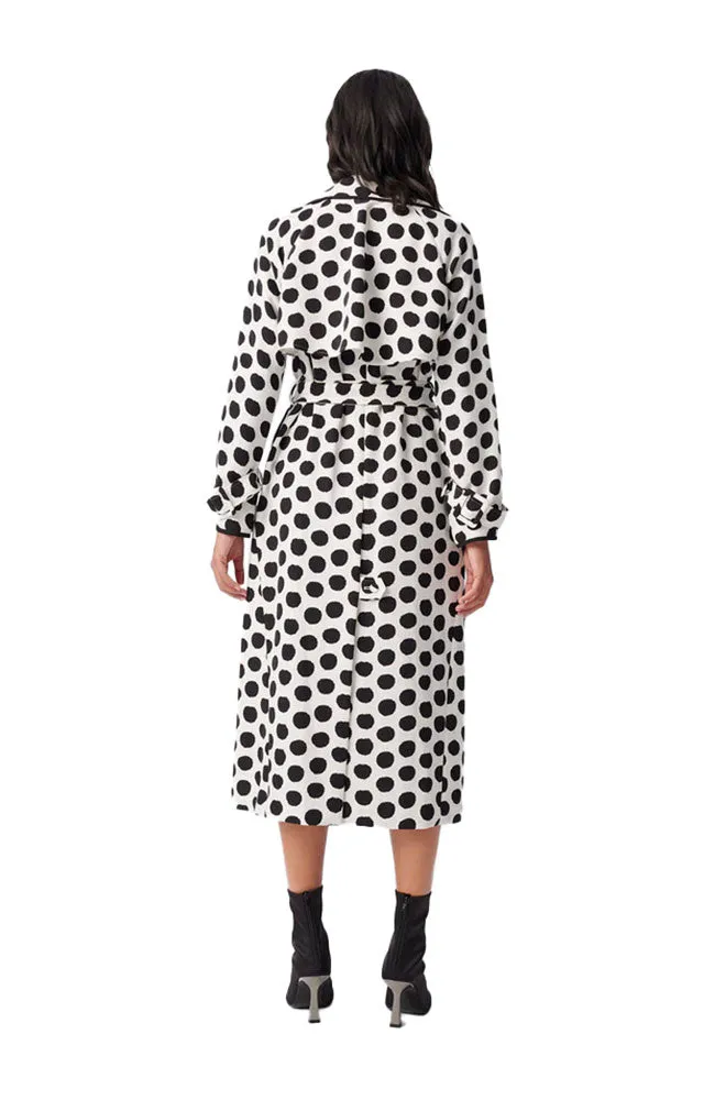 Eda Trench Coat Ivory Dot
