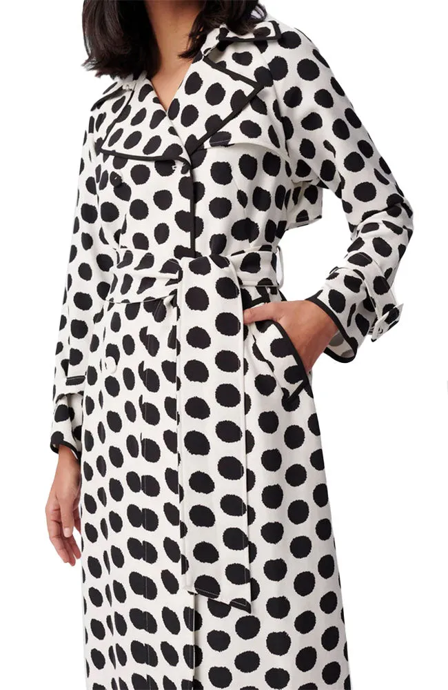 Eda Trench Coat Ivory Dot