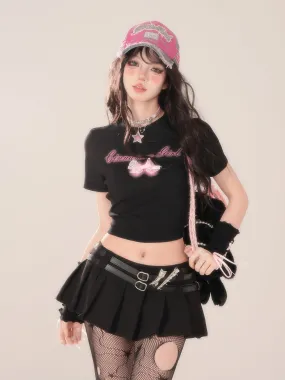 Flying Slimming Short Love Tops Black
