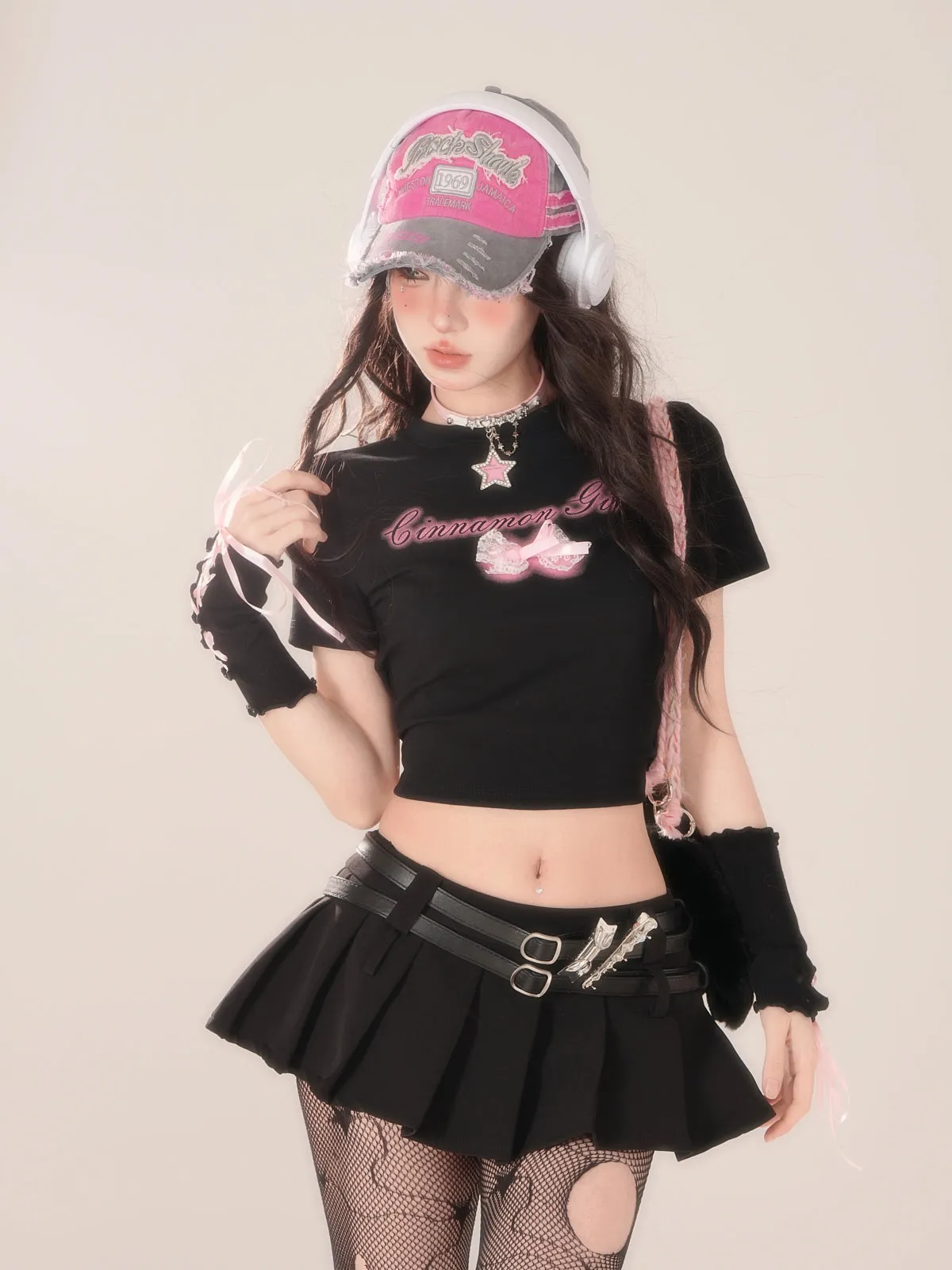 Flying Slimming Short Love Tops Black
