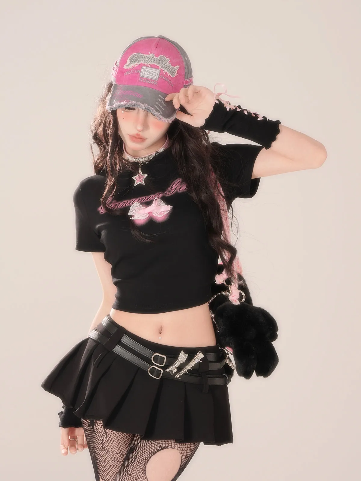 Flying Slimming Short Love Tops Black