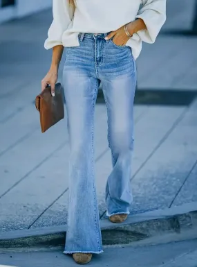 Fringed Stretch Flared Jeans Pant