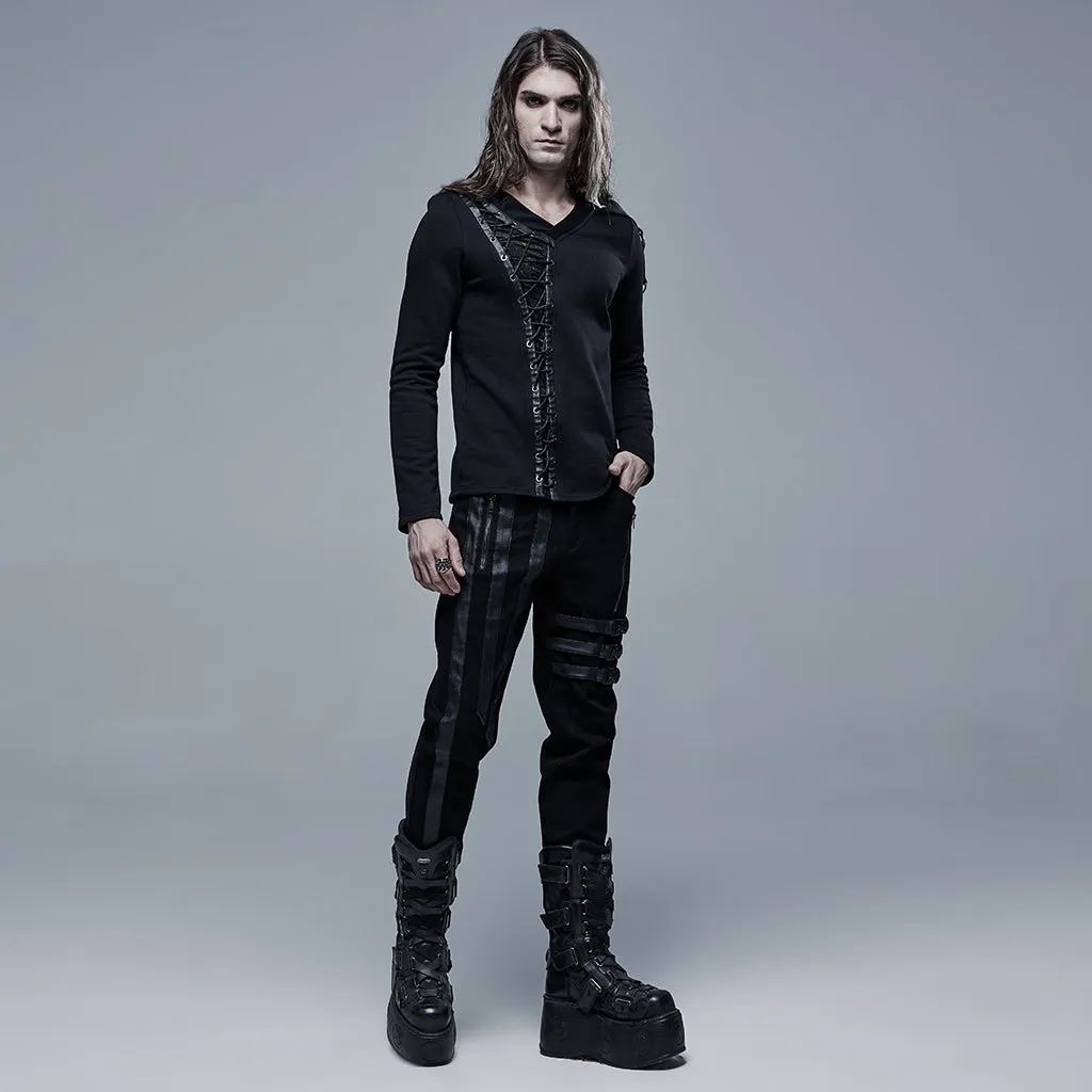 Gothic V-Neck Long Sleeve Hoodies