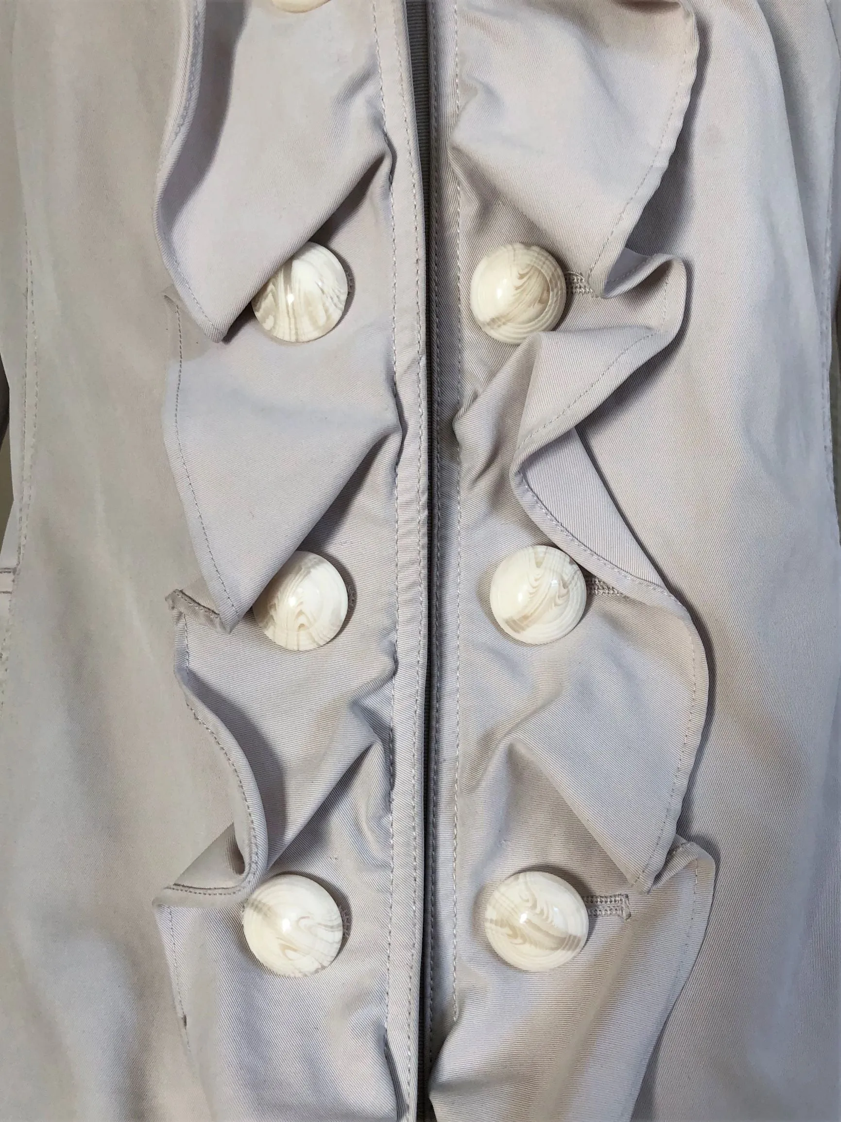 Idra Anthropologie Size 4 Whimsy Beige Ruffled Coat