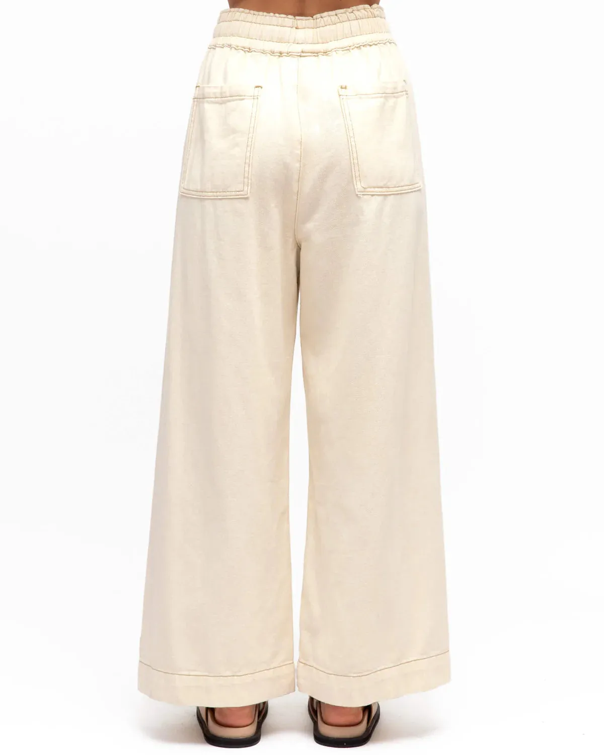 Label of Love-Mid wash wide leg jeans cream