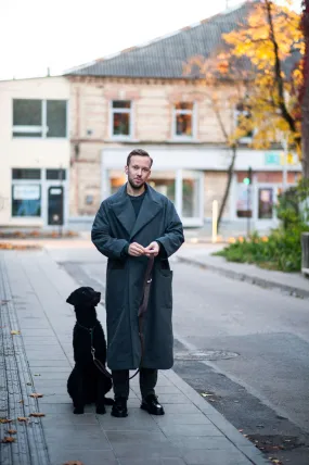 Men's heavy cotton long trench coat