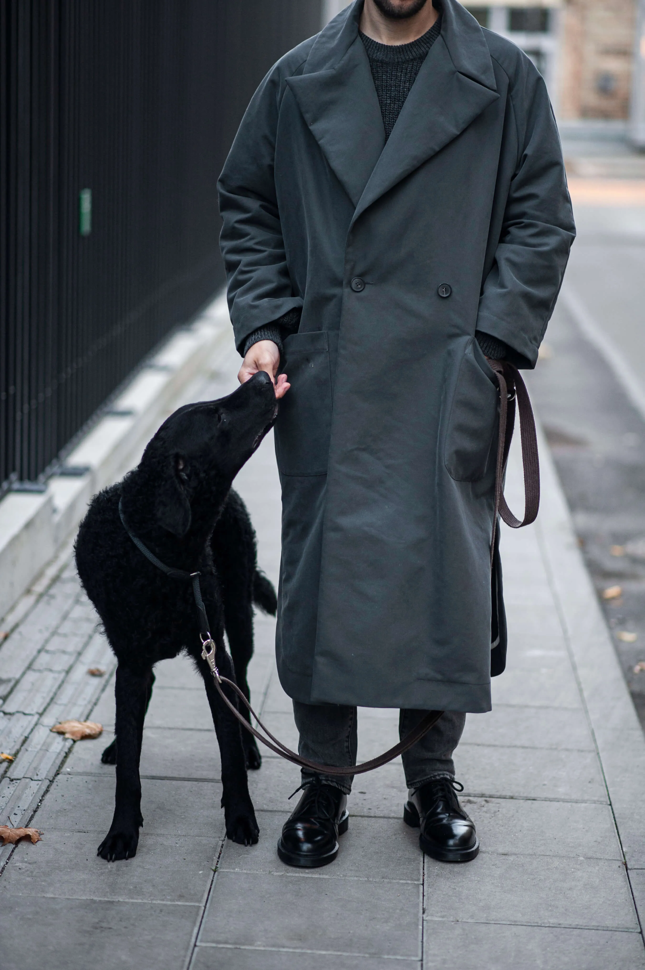 Men's heavy cotton long trench coat