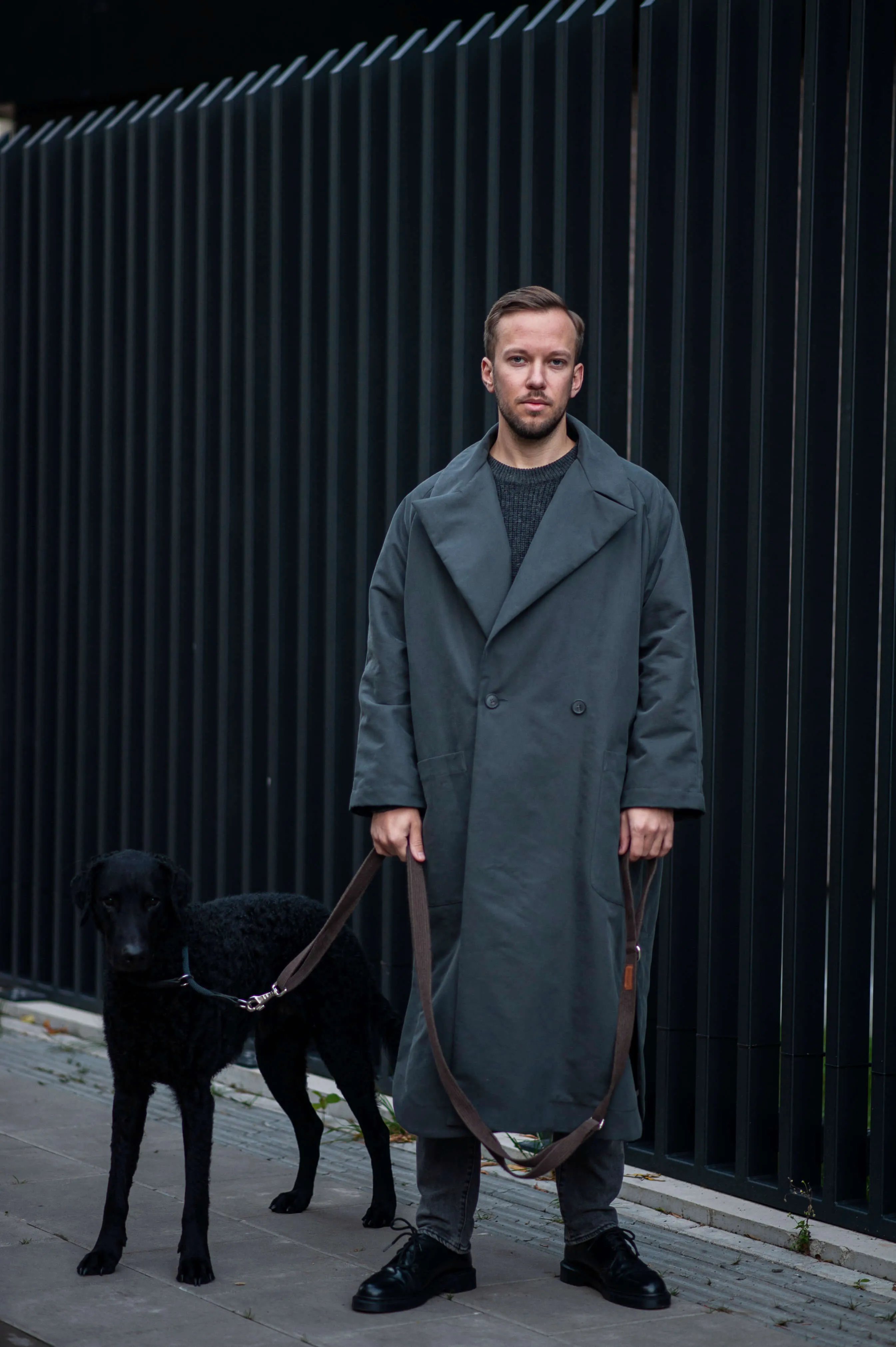 Men's heavy cotton long trench coat