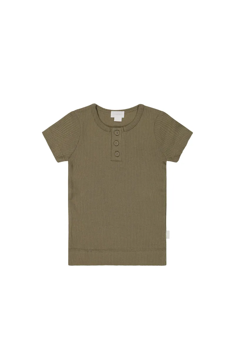 Organic Cotton Modal Henley Tee - Oak