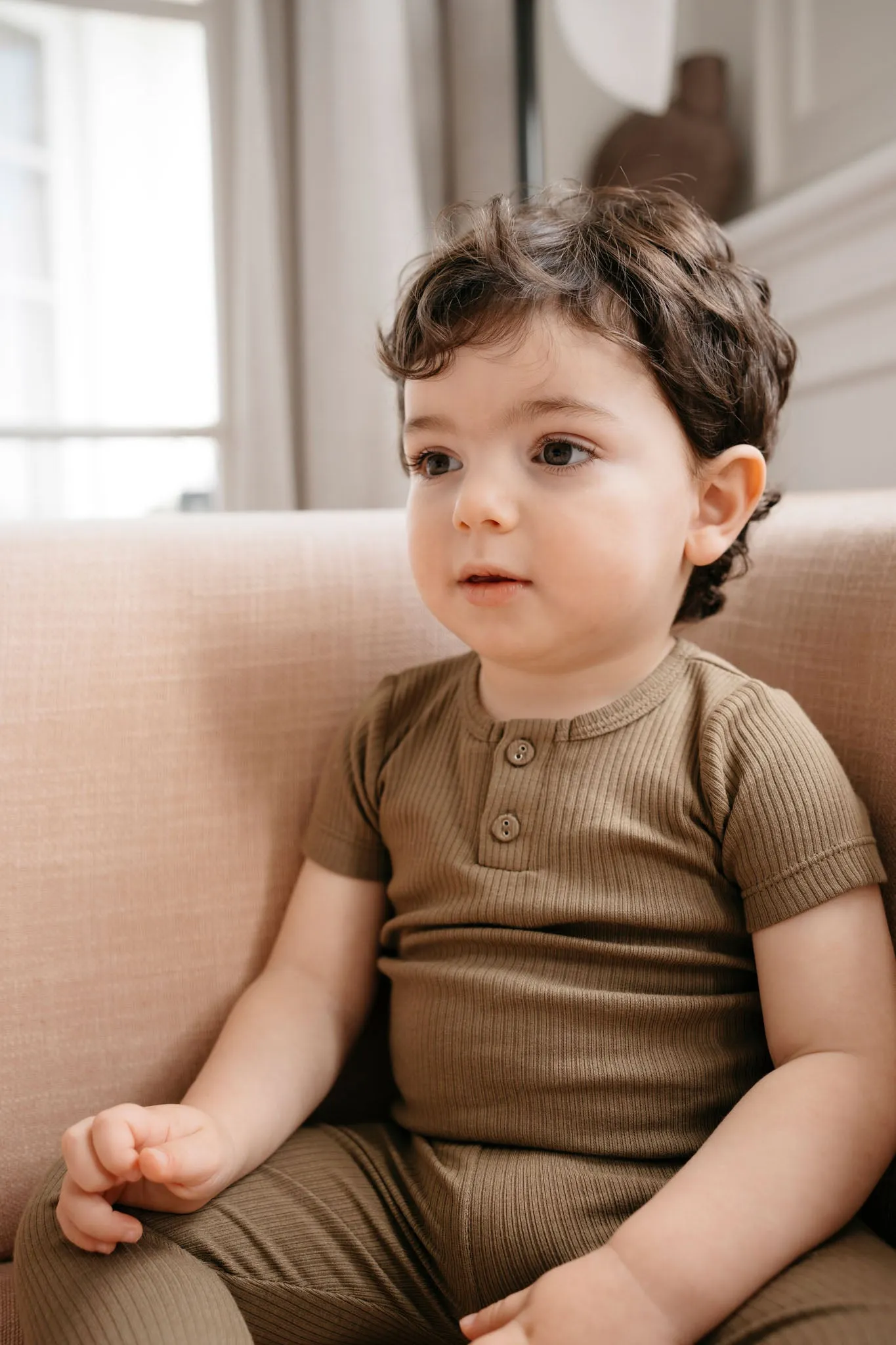 Organic Cotton Modal Henley Tee - Oak