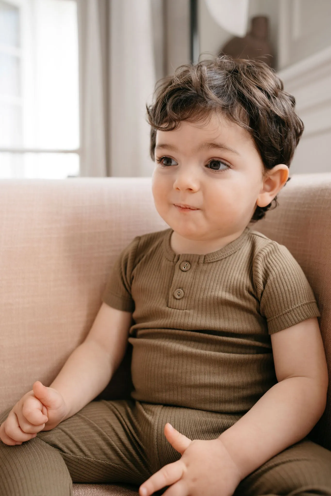 Organic Cotton Modal Henley Tee - Oak