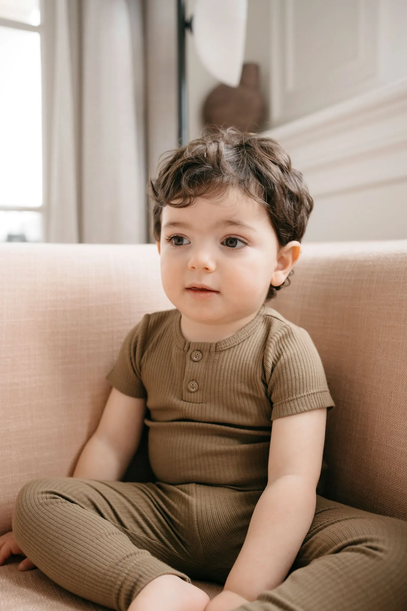 Organic Cotton Modal Henley Tee - Oak