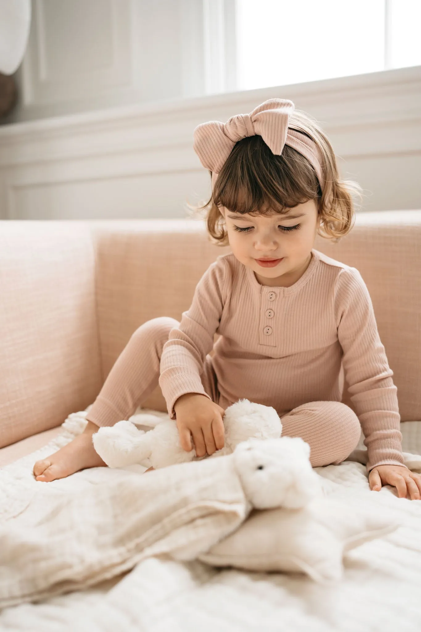 Organic Cotton Modal Long Sleeve Henley - Dusky Rose E2