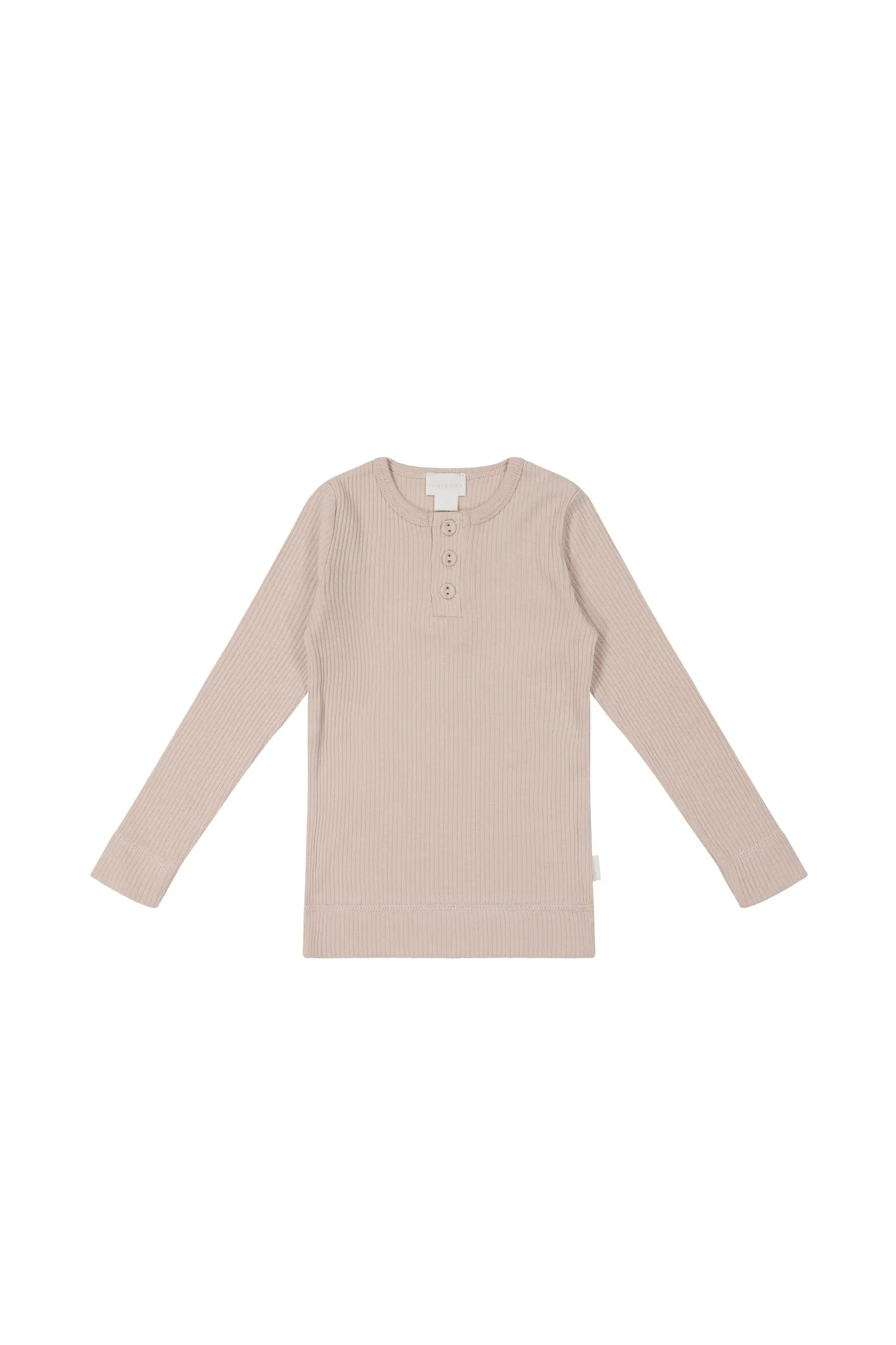 Organic Cotton Modal Long Sleeve Henley - Dusky Rose E2