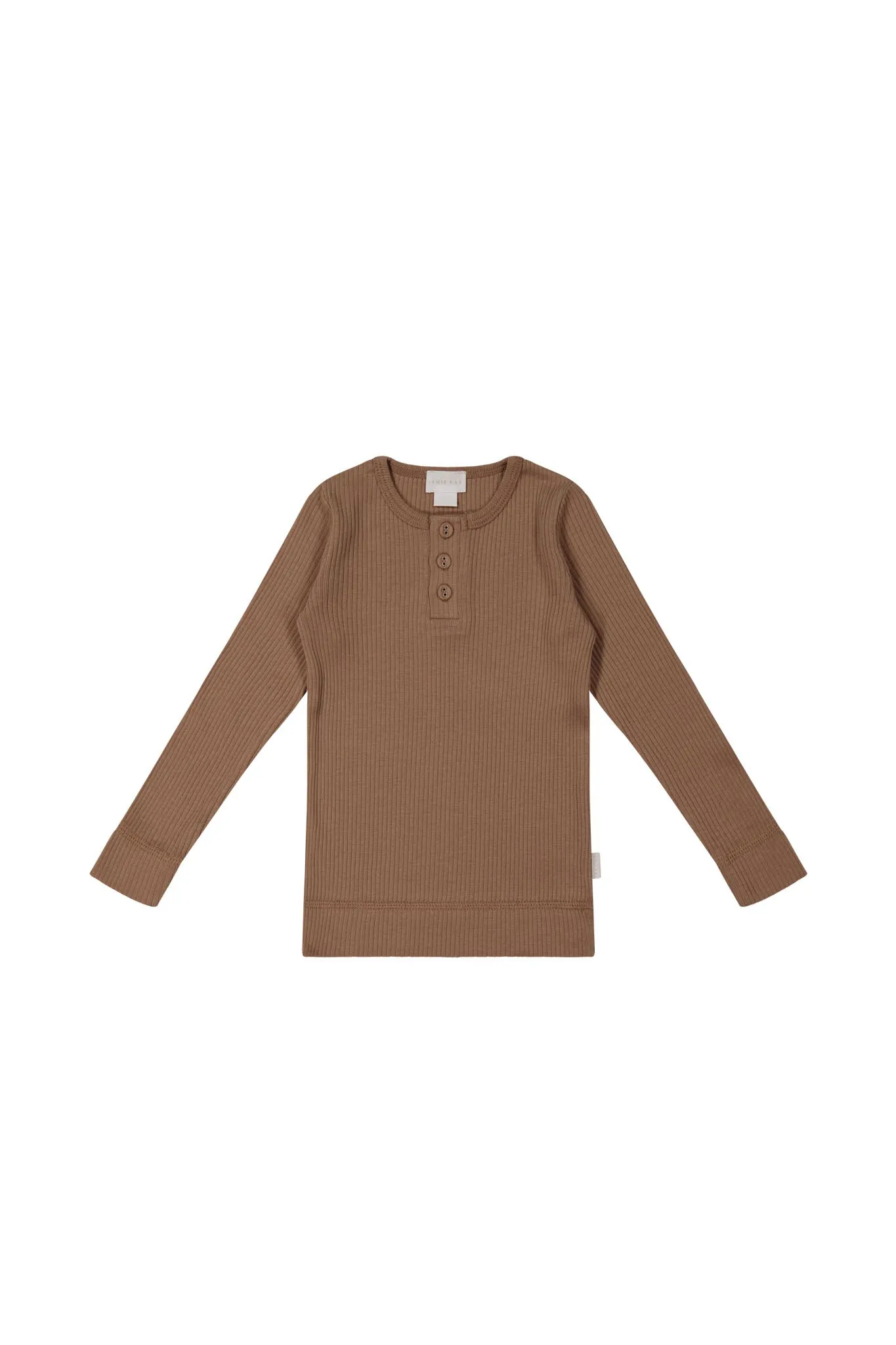 Organic Cotton Modal Long Sleeve Henley - Hojicha
