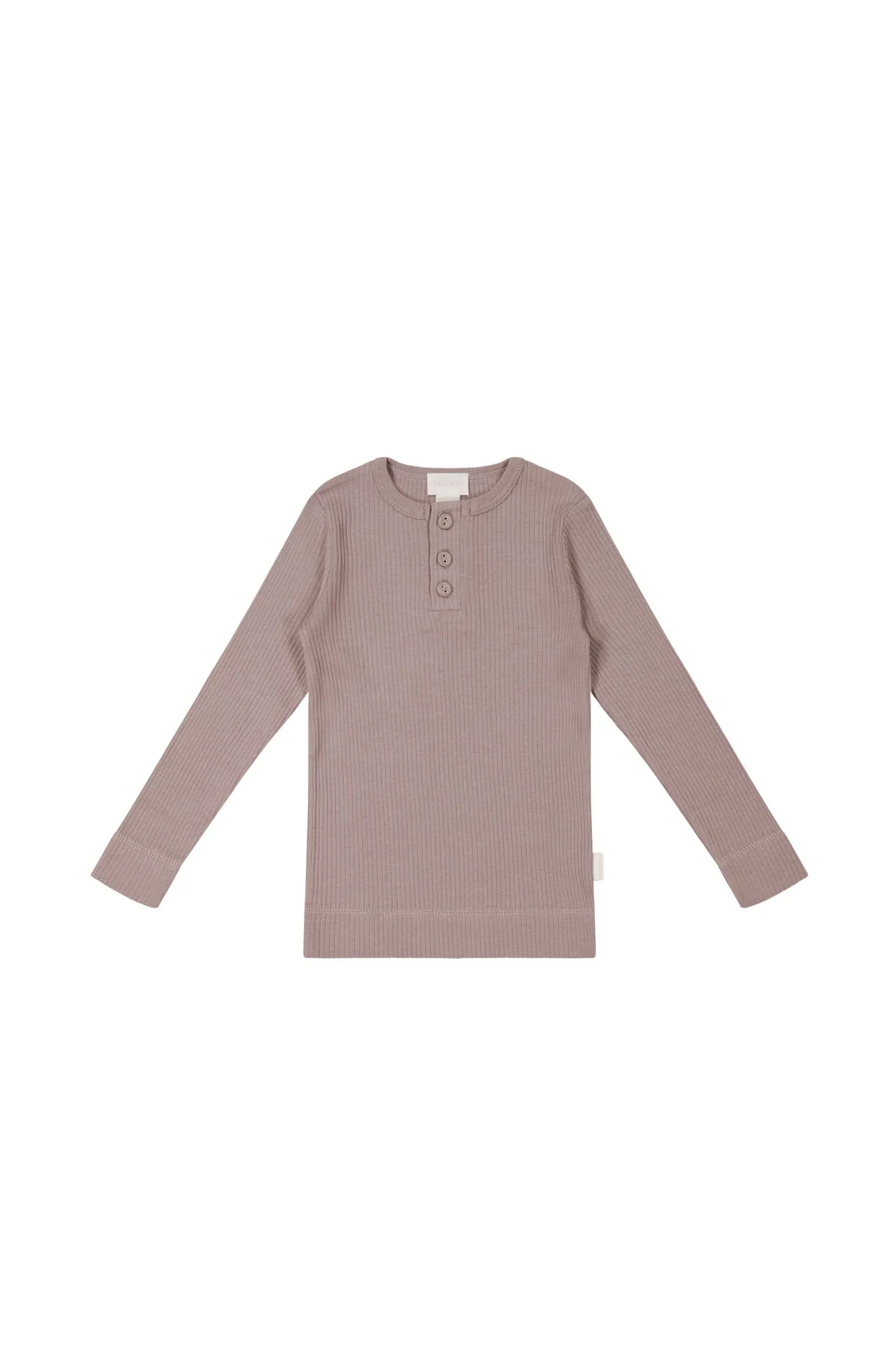 Organic Cotton Modal Long Sleeve Henley - Mauve Shadow