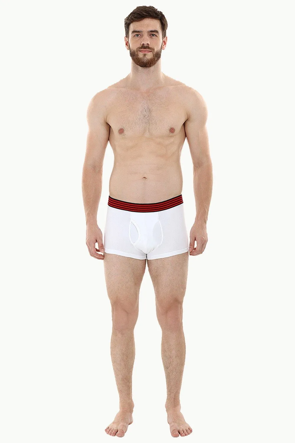 Side Fly Knit White Boxer Trunks