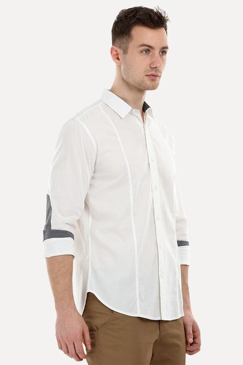 Solid Shirt with Elbow Patches